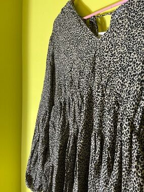 Leopard Print Tiered Peasant Style Dress